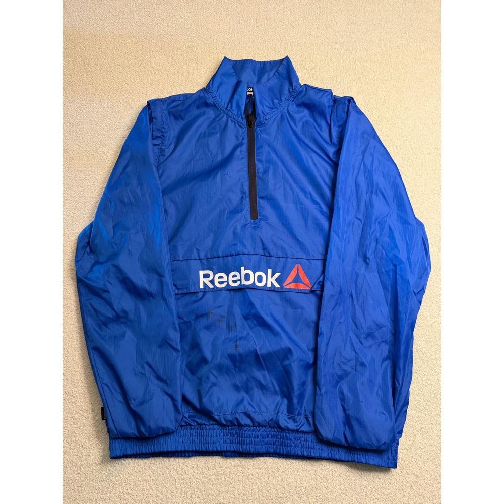 Reebok Boys Blue Half Zip Windbreaker Jacket XXL 18 Ripstop Pullover REB222JK01